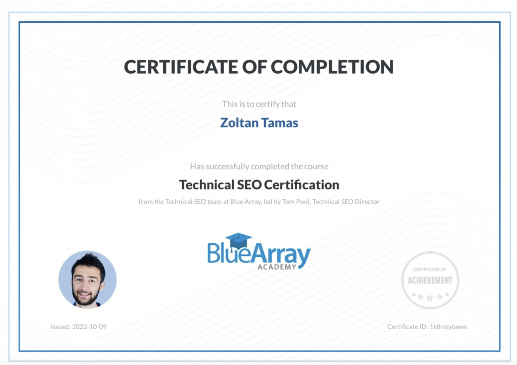 bluearray technicalseo certification